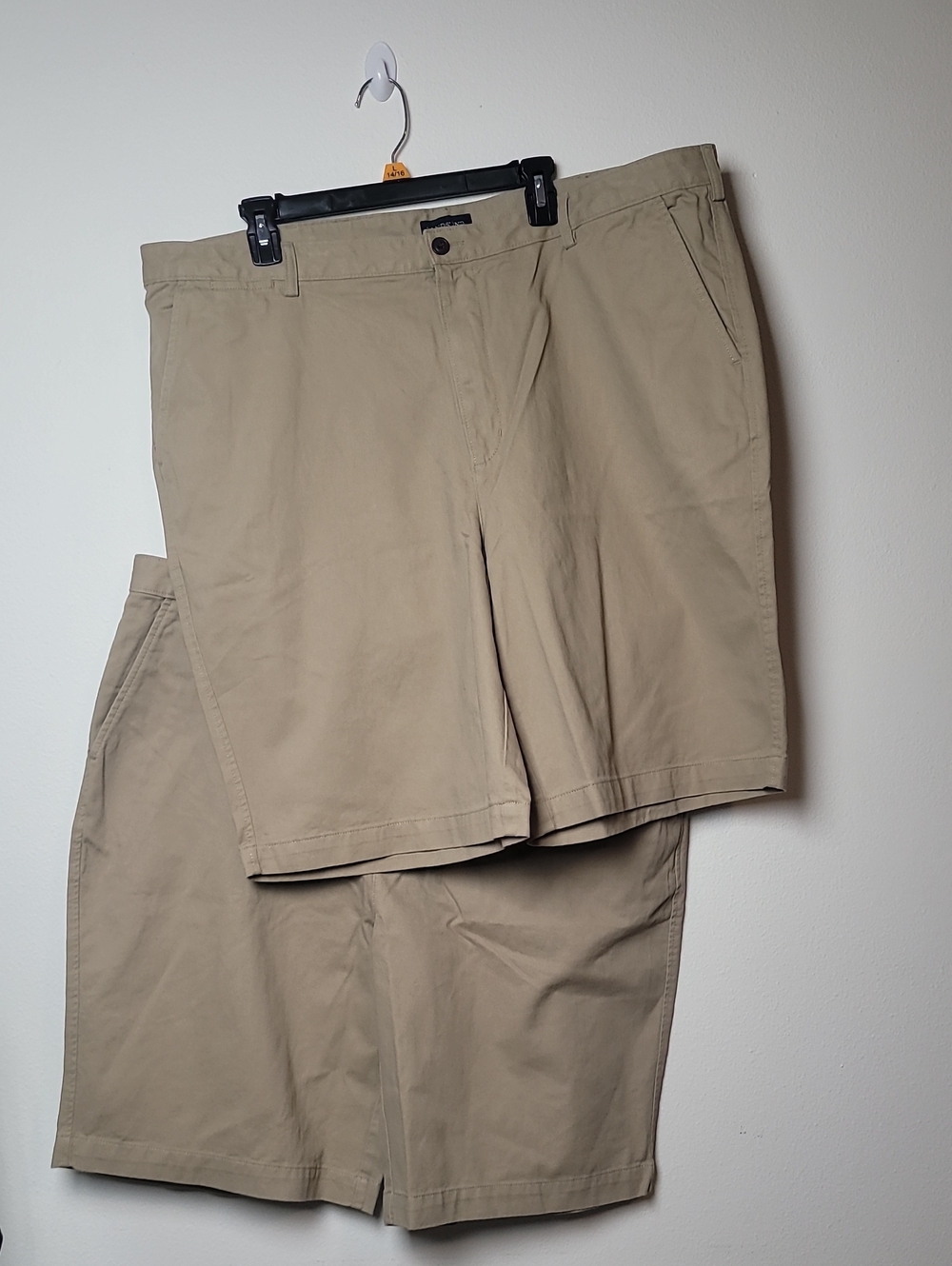 2- LANDS' END Men's Sz 44 Khaki Chino  Pockets Flat Front Shorts